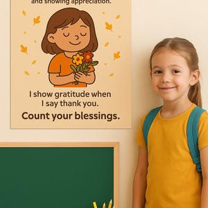 Dankbaarheidsposter voor kinderen – Thankfulness SEL afdrukbaar voor in de klas of thuis