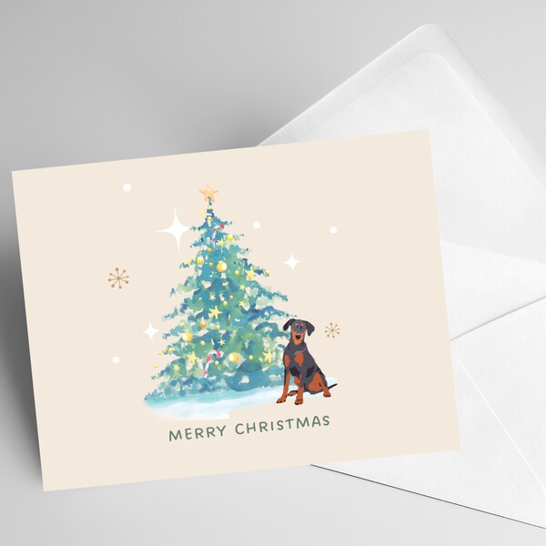 Holiday Card - Doberman Dog Christmas