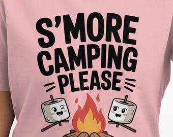 Cute Camping Graphic Tee, Funny S'mores T-Shirt, Cartoon Campfire Design, Adorable Outdoor Tee, Family Camping Shirt, Hiking Clothing