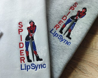 Brodé Lip Sync Personnages comiques brodés Sweat-shirt,