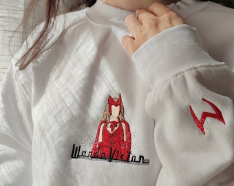 Embroidered Comic Witch Characters embroidered Sweatshirt, embroidered Hoodie