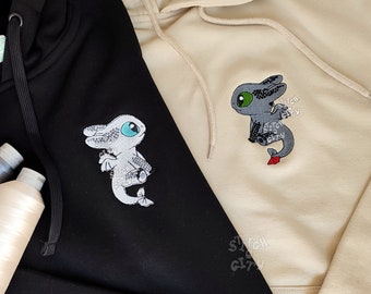 Embroidered Lovely Dragon's Couple, embroidered Sweatshirt, embroidered Couple Hoodie, Personalized Couple Sweatshirt, Valentine's Day