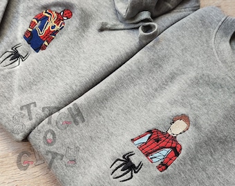 Embroidered Comic Characters embroidered  Grey Sweatshirt, embroidered Grey Hoodie