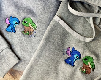 Embroidered Lovely Baby Aliens Characters embroidered Sweatshirt, embroidered Hoodie, embroidered T-shirt, Love Gifts