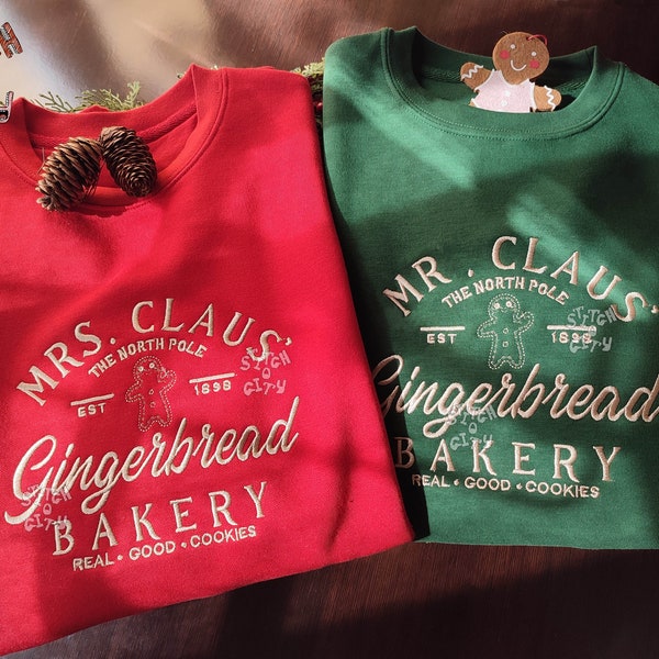 Bestickter Weihnachtsmannsbäckerei, bestickter Weihnachtspullover, bestickter Kapuzenpullover, Weihnachtsshirt, Weihnachtsshirt