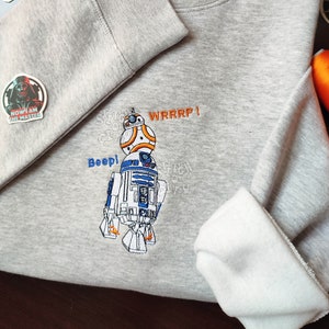 Embroidered Lovely Droids Characters embroidered Sweatshirt, embroidered Hoodie, embroidered T-shirt, Love Gifts, Valentine's day gift