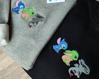 Gestickte reizende Baby-Aliens-Zeichen besticktes Sweatshirt, bestickter Hoodie, besticktes T-Shirt, Liebesgeschenke