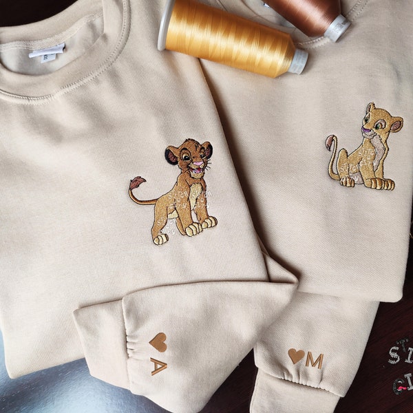 Embroidered Animal Couple Lovely Characters embroidered Sweatshirt, embroidered Hoodie, Personalized Couple Sweatshirt, Valentine's Day