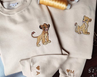 Embroidered Animal Couple Lovely Characters embroidered Sweatshirt, embroidered Hoodie, Personalized Couple Sweatshirt, Valentine's Day