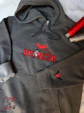 Personalized Embroidered Inspired Red Comic Characters embroidered Sweatshirt, embroidered Hoodie, embroidered product logo