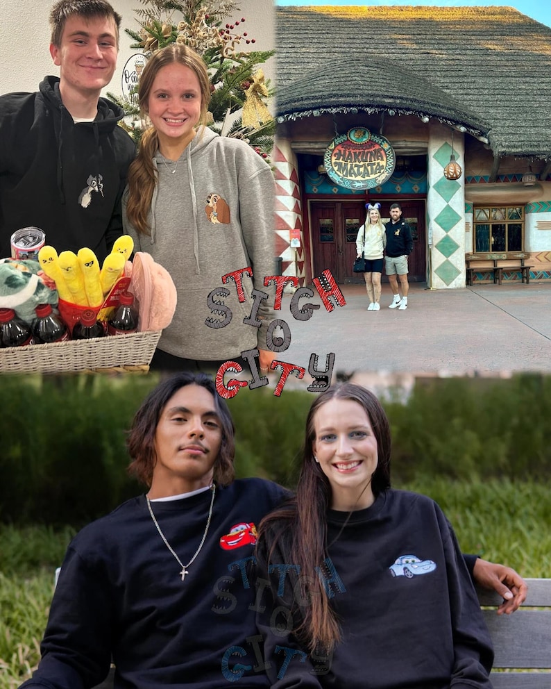 Embroidered Lovely Droid Couple Character embroidered Sweatshirt, embroidered Couple Hoodie, Personalized Couple Sweatshirt, Valentine's Day image 8