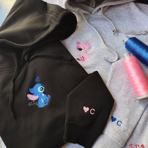 Embroidered Couple Lovely Characters Embroidered Sweatshirt ...