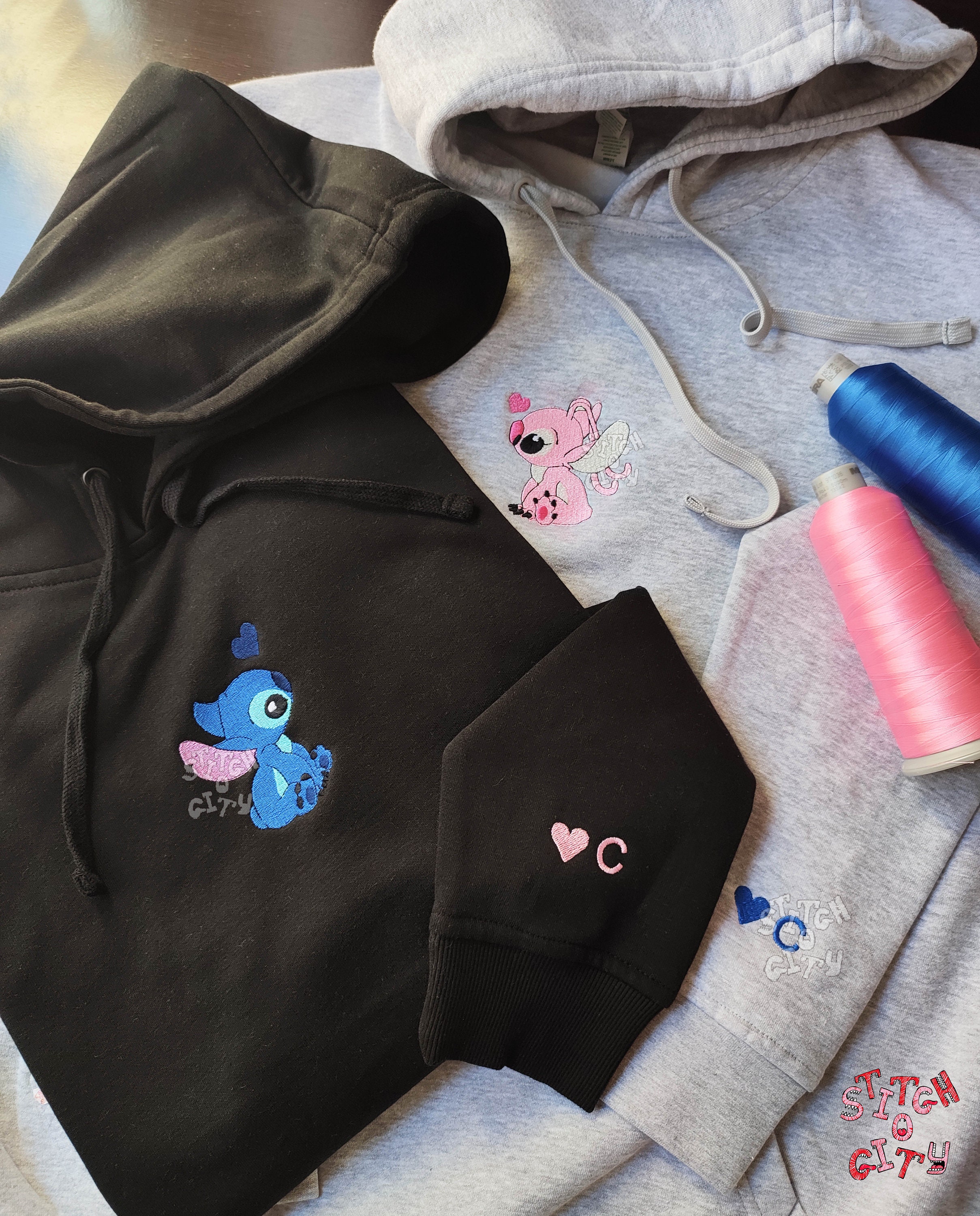 [ROMANTIC CROWN]★WAVE STITCH SWEAT SHIRT Embroidered Couple Lovely Characters Embroidered Sweatshirt