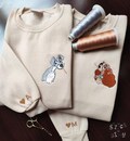 Embroidered Dog Couple Lovely Characters embroidered Sweatshirt, embroidered Hoodie, Personalized Couple Sweatshirt, Valentine's Day product logo