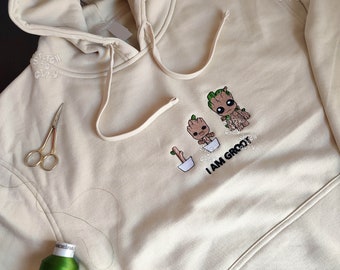 Moletom bordado com personagens Woody adoráveis, moletom bordado com capuz, camiseta bordada, presentes de amor, presente de dia dos namorados
