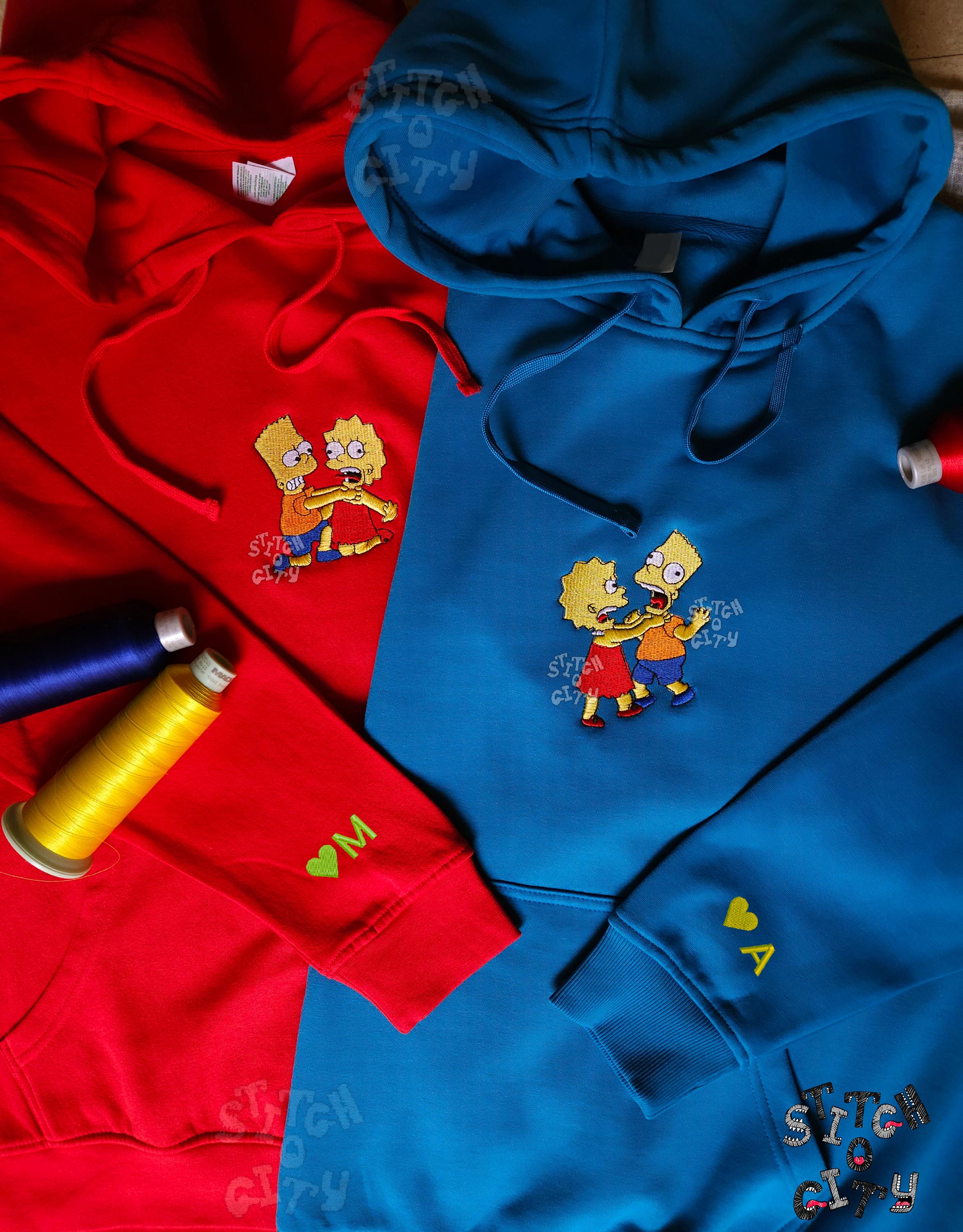 Embroidered Sister and Brother Siblings Characters embroidered Sweatshirt, embroidered Hoodie, Personalized Couple Sweatshirt, Siblings day