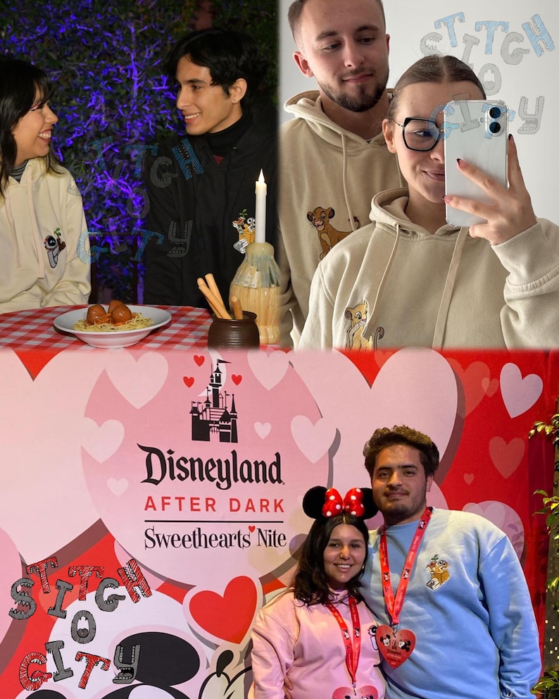 Embroidered Lovely Droid Couple Character embroidered Sweatshirt, embroidered Couple Hoodie, Personalized Couple Sweatshirt, Valentine's Day image 3
