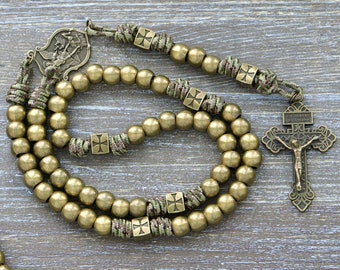 Strength of the Militant Holy Rosary | Premium Metal Paracord Rosary | 5 Decade | Olive Army Crusader