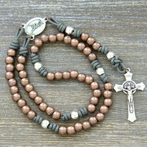 St. Michael's Sword | Handmade Paracord Rosary: Antique Copper & Silver, Various Color Options