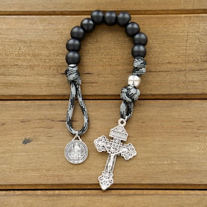 Demon Destroyer - Single Decade Pocket Paracord Rosary - Acrylic Beads, Pardon Crucifix