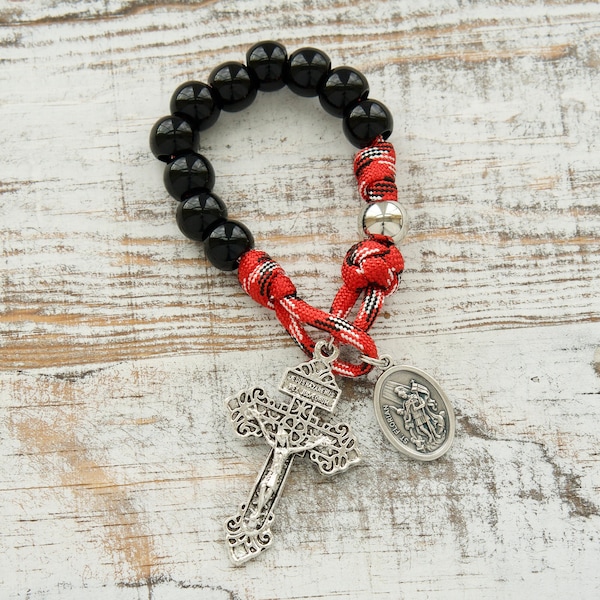 St. Florian's Strength | Firefighter, EMS, & First Responder Single Decade Paracord Pocket Catholic Rosary