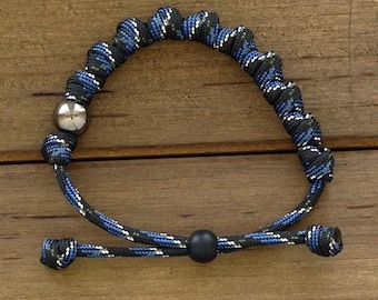 Linea blu sottile - Bracciale rosario / Rosario annodato, regalo cattolico