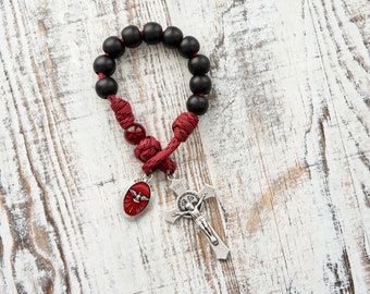 The Crimson Shield - Holy Spirit Confirmation - 1 Decade Catholic Pocket Paracord Rosary | Confirmation Gift