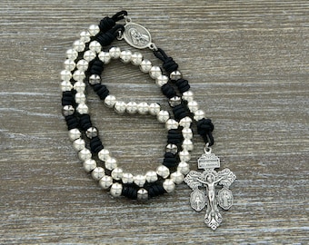 7 Sorrows Stainless Steel Servite Rosary | Mater Dolorosa | Black, Silver, Gunmetal Premium Paracord Rosary Chaplet | Catholic Gifts