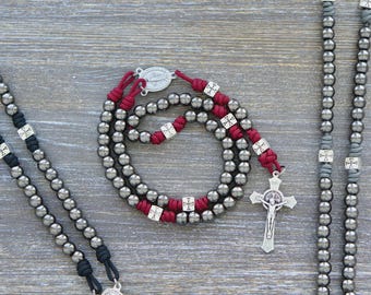 Last Stand | Handmade Metal Beaded Paracord Rosary | Durable Rosary | Catholic Gift