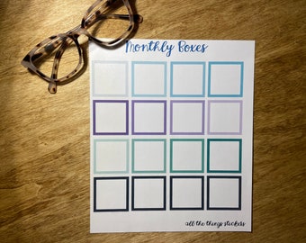 Printable Monthly Full Box Stickers A5 7x9 8.5x11 Plum - Etsy