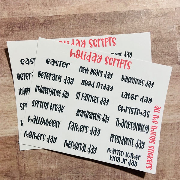 Planner Holiday Script Stickers