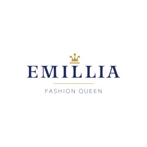 Logotipo de design pré-fabricado em ouro marinho com coroa real, logotipo gráfico minimalista feminino pessoal, logotipo de marca de loja boutique elegante e moderna, beleza