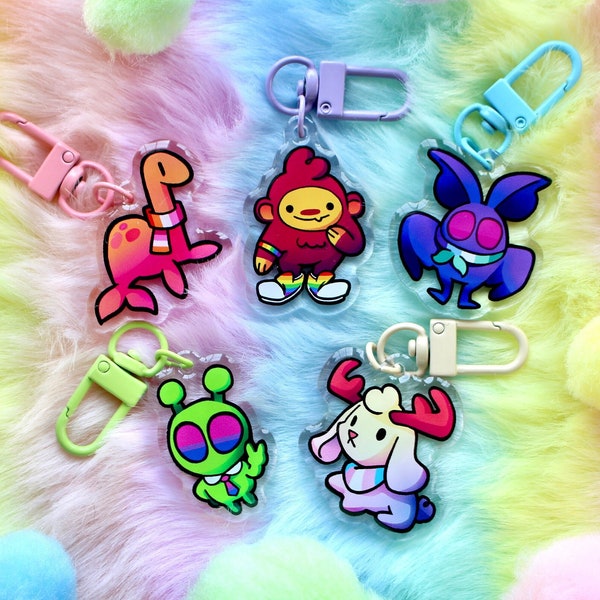 Pride Cryptids 1.5" Mini Acrylic Charms—Bigfoot, Mothman, Nessie, Alien, Jackalope