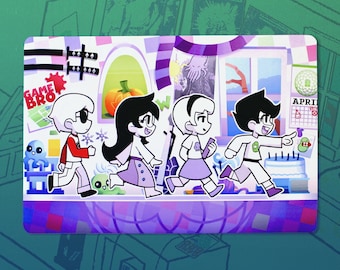 May include: A colorful cartoon illustration featuring four characters walking. The image includes a pumpkin, a calendar, and the text "GAME BRO". The characters are in a stylized, animated design with a purple and white color scheme.