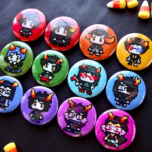 Botones con alfiler de troll de Homestuck pixelados — 44 mm / 1,73"