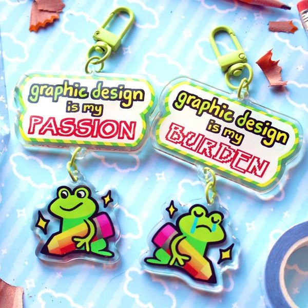 Frog "Graphic Design Is My Passion" Dangling Charm