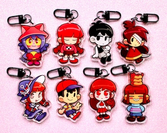 RPG 2.5" Acrylic Charms—Ness, Omori, Buddy, Ib, Frisk, Niko, Madotsuki, Wadanohara