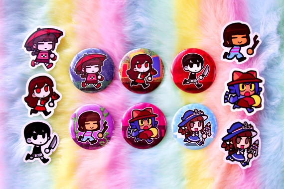 Indie RPG / RPG Maker Pinback Button + Sticker Set—Yume Nikki, Ib, Omori, Undertale, Oneshot, Wadanohara