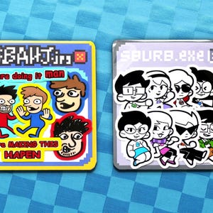 Packs d'autocollants en vinyle Homestuck : enfants bêta et alpha, Sweet Bro et Hella Jeff