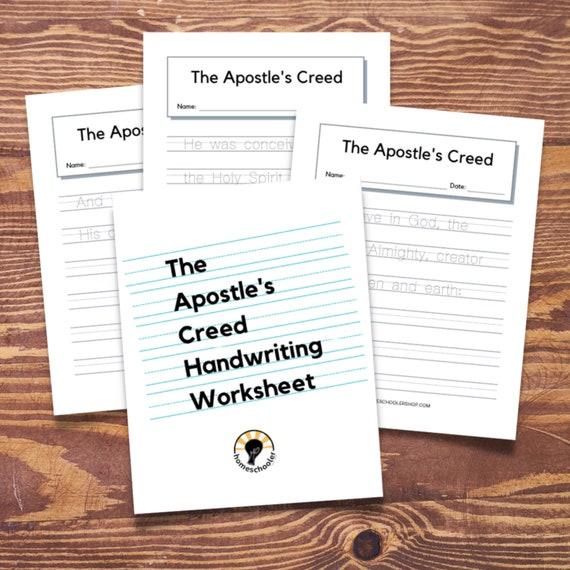 Apostle's Creed Handwriting Practice Worksheet | Etsy