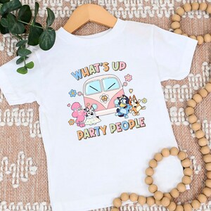 Youth Blue Dog Party People T-Shirt, Girl's T-Shirt, Gildan T-Shirt