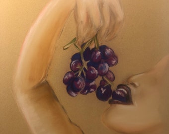 Femme aux raisins, pastel gourmand