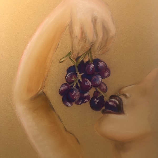 Femme aux raisins, pastel gourmand