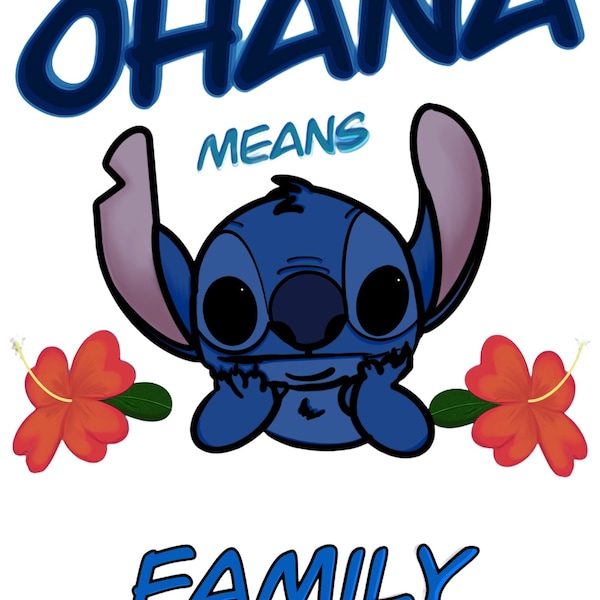 1pc PDF Custom Stitch Blue Beautiful Tumbler Background Wallpaper Ohana means family Stitch poster drawing gift Lilo and Stitch PNG design