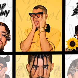 4pc Bad Bunny Png Bundle Bad Bunny Tumbler Design for Sublimation Bad Bunny YHLQMDLG Tumbler Yo perreo sola Conejo malo PDF