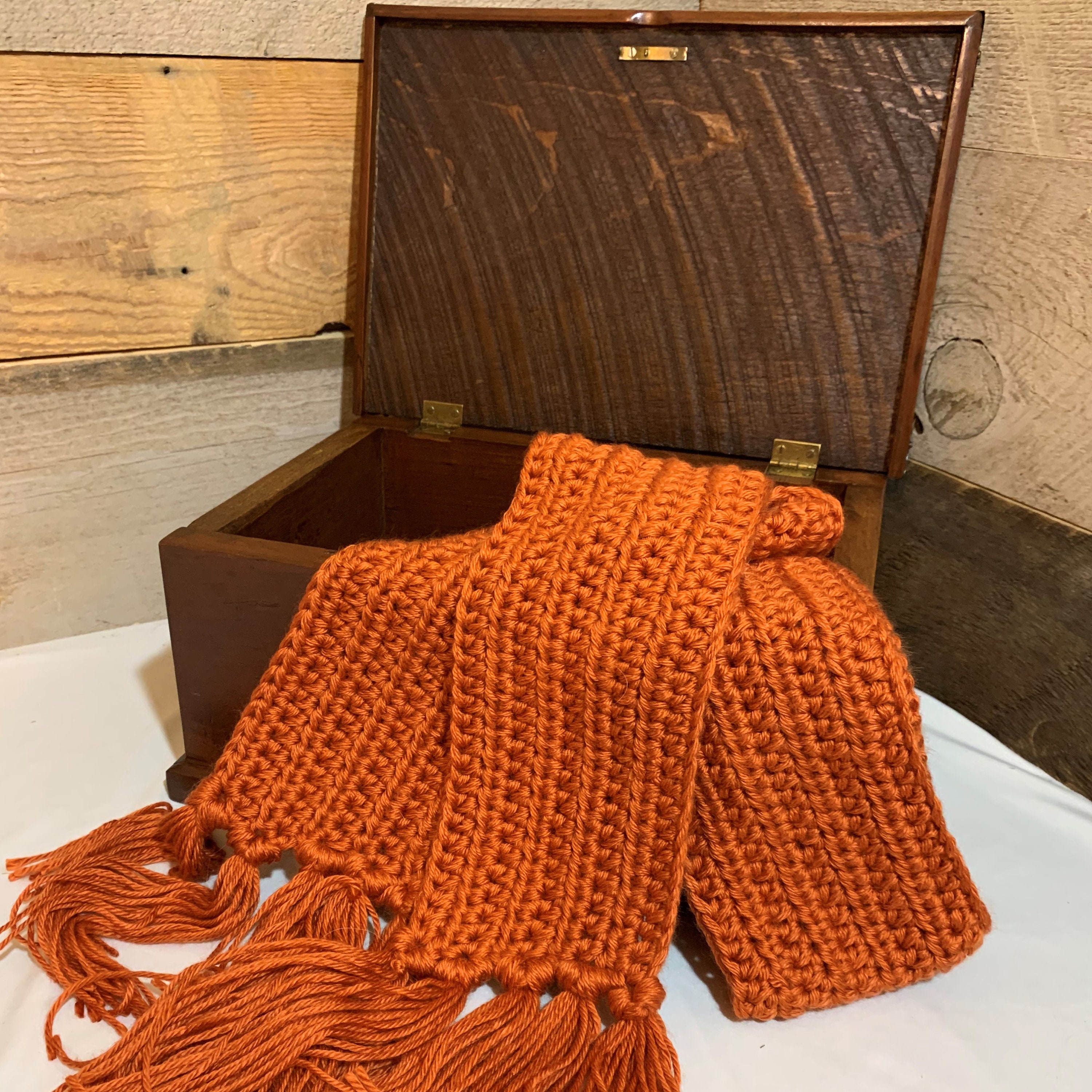 WAFFLE Crochet Scarf in Candy Pink & Tangerine Orange