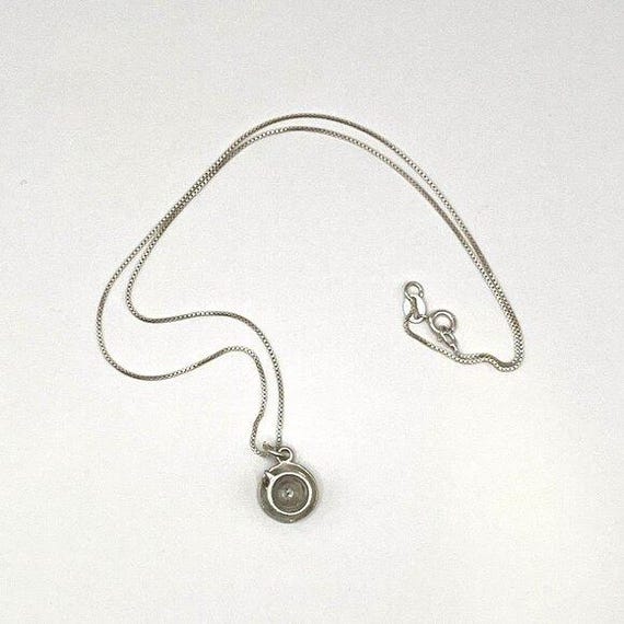 Sterling Silver Teacup Charm Pendant Necklace Italy Box Chain