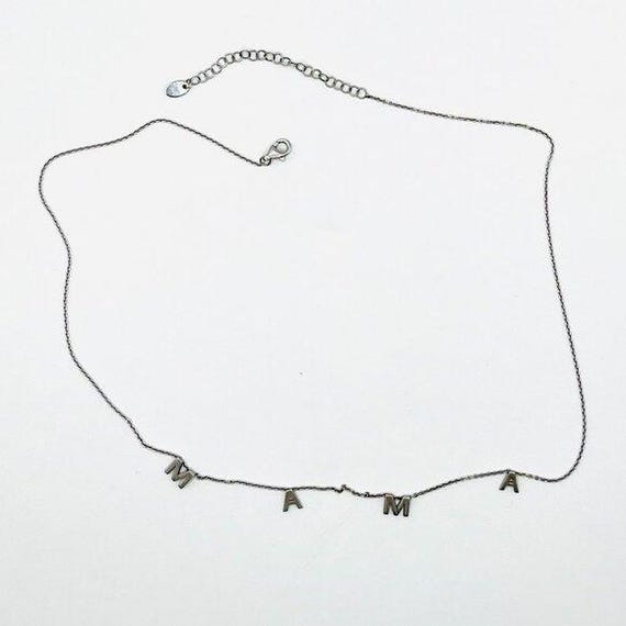 Sterling Silver MAMA Letter Charm Necklace Delicate Cable Chain Gift for Mom