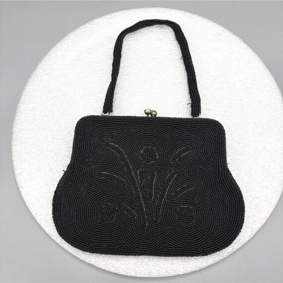 Vintage Black Beaded Evening Bag Made in Japan