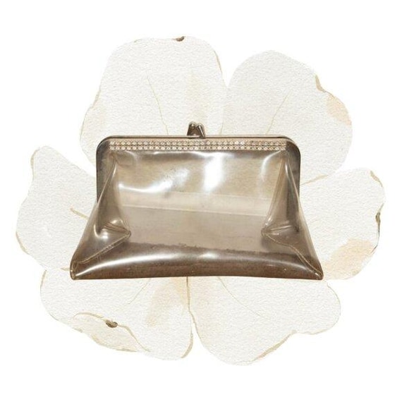 1950s Vintage Clear Vinyl And Rhinestone Clutch Purse